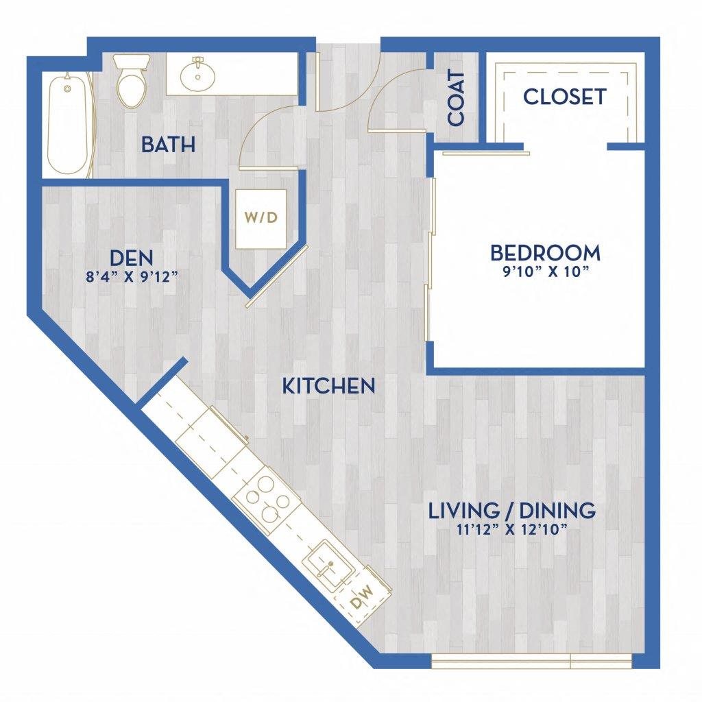 B6 - Urban One Bed + Den floor plan